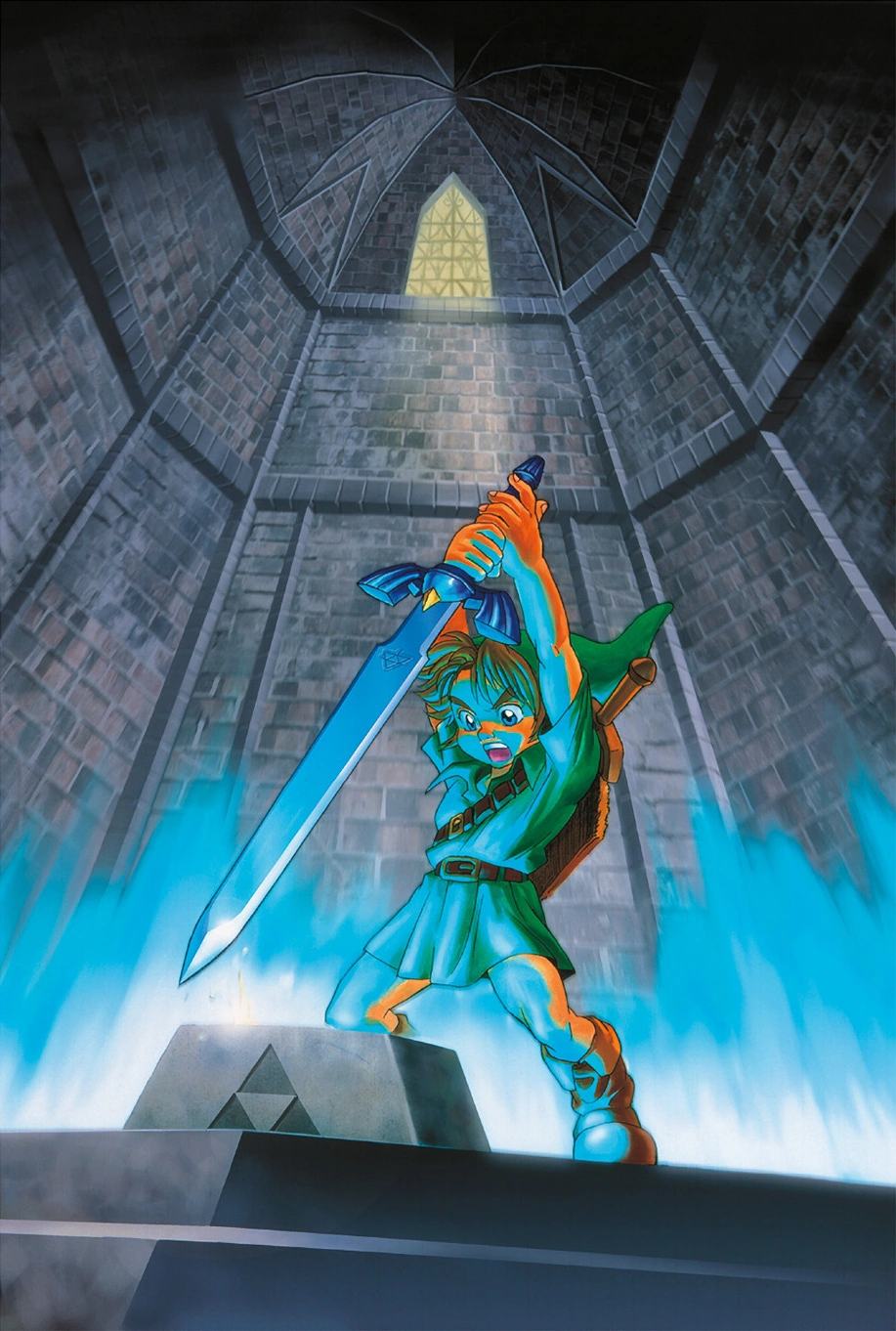 The Master Sword in its pedestal in the Temple of Time